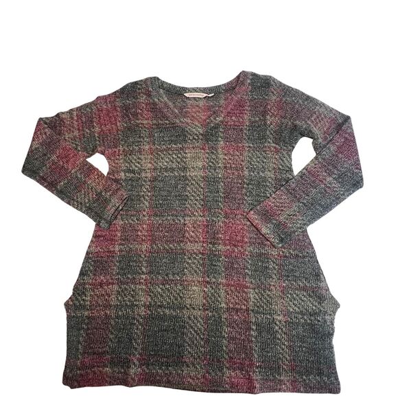 Soft Surroundings Sweater Womens Medium Green Plaid Boho Country Western Tunic - Picture 10 of 12